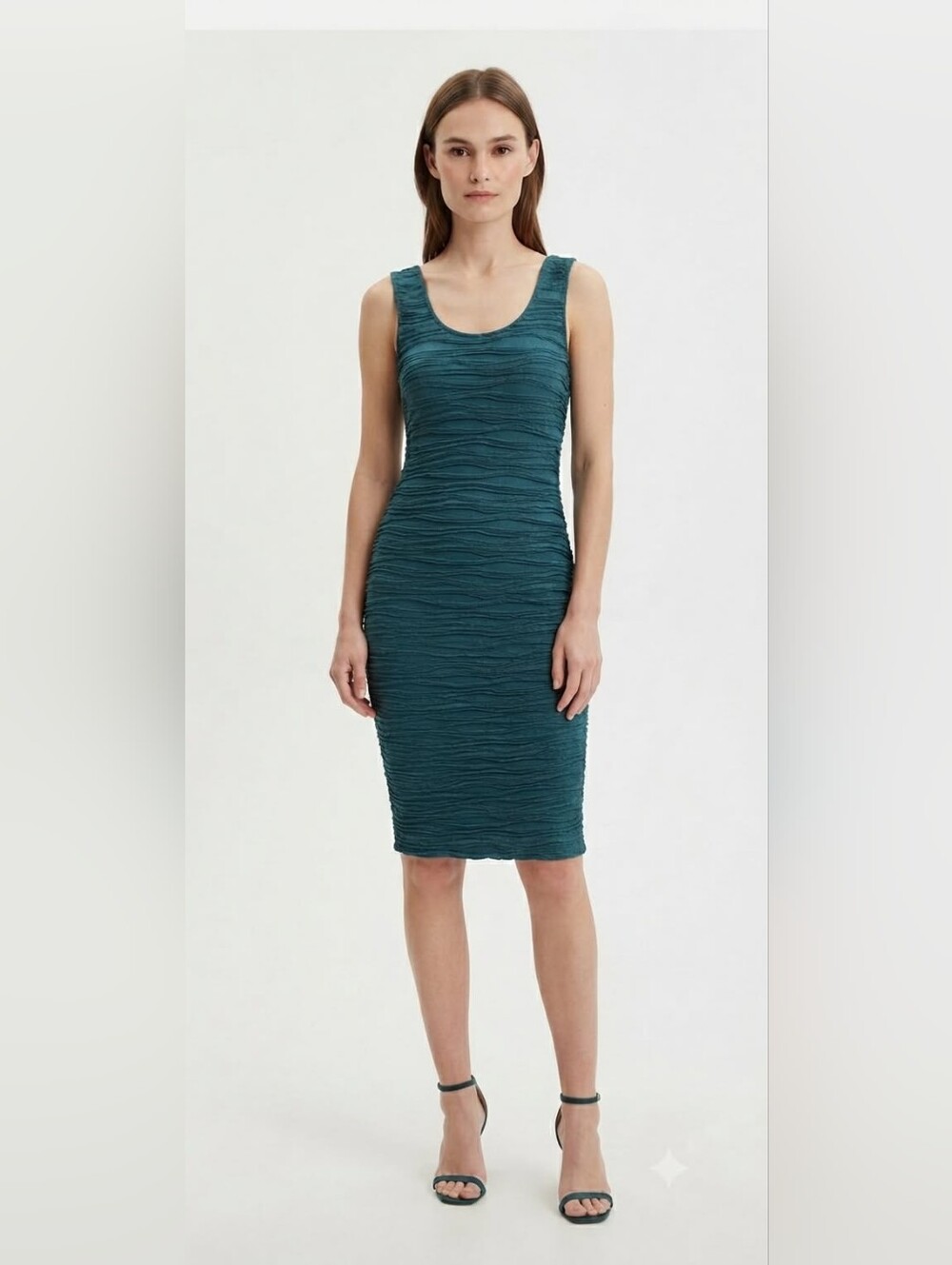 Hot Gal Dress Textured Sleeveless Teal Size Large